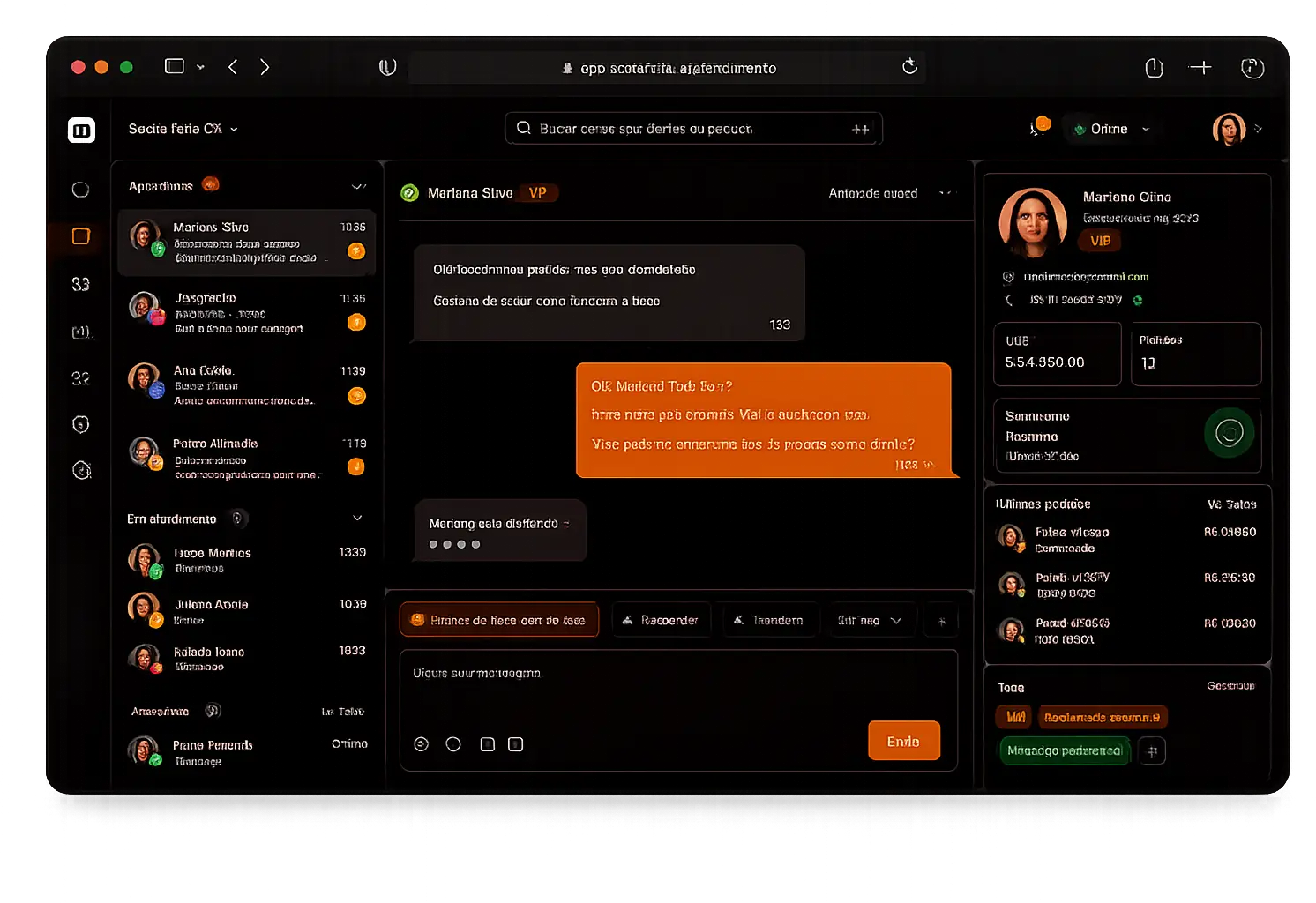 Painel de atendimento de CX gerado pelo Sexta-feira App